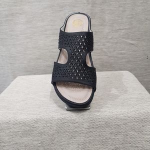 Black stone embellished slip-on sandal for women
